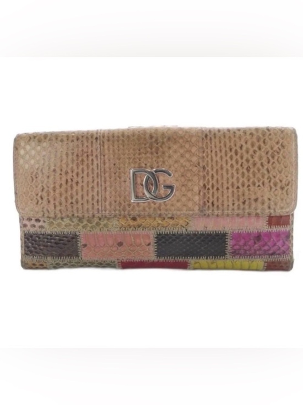 Dolce & Gabbana Multicolor Python Flap Wallet w/ box